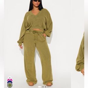 Fashion Nova Olive Green Jogger Set